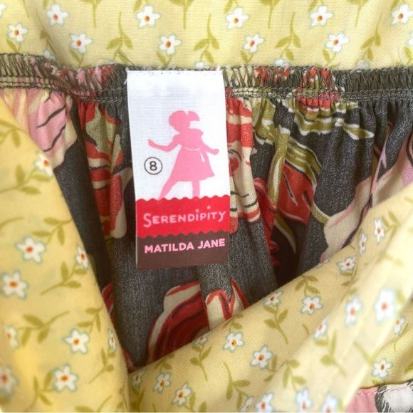 Matilda Jane Girls Serendipity Perfect Day Knot Pink Yellow Dress Size 8 - Picture 7 of 14